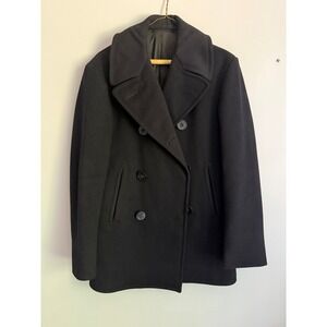 Excellent Vintage Wool Military U.S. Navy Pea Coat Mens 34R
